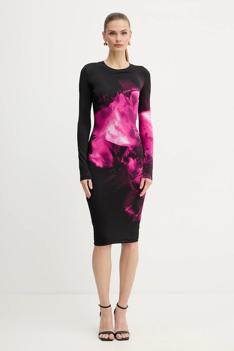 Versace Jeans Couture sukienka kolor czarny midi dopasowana 79HAO9P0 JS526 - zdjęcie produktu nr 1