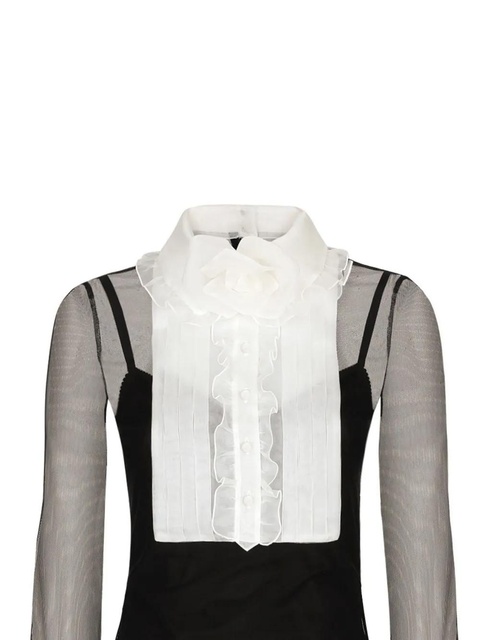 Dolce & Gabbana ruffled bib-collar midi dress - Black - zdjęcie produktu nr 1