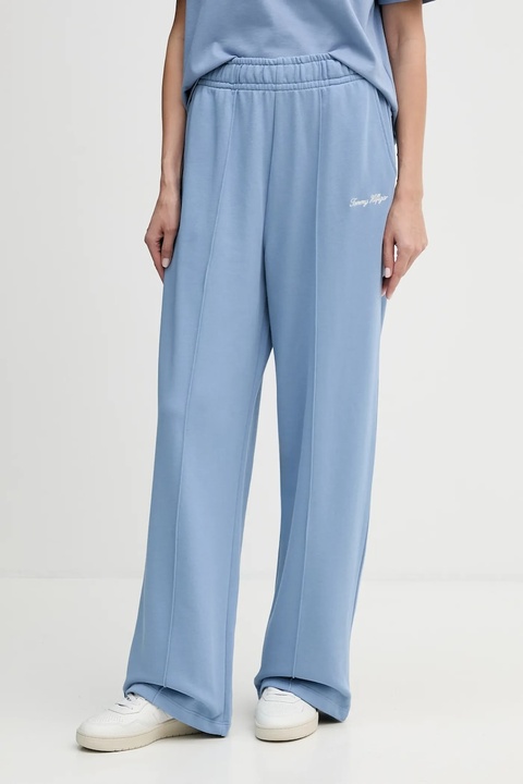 Tommy Hilfiger spodnie dresowe bawełniane damskie kolor niebieski z aplikacją WW0WW48784 - zdjęcie produktu nr 1