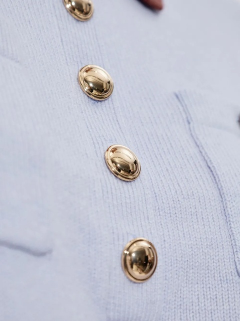 Self-Portrait suede polo-top - Blue - zdjęcie produktu nr 2
