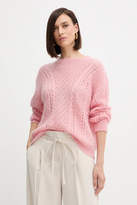 Twinset sweter z wełną damski kolor różowy lekki 252TT3201 - zdjęcie produktu nr 1