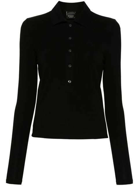 PINKO Love Birds embroidery polo top - Black - zdjęcie produktu nr 1