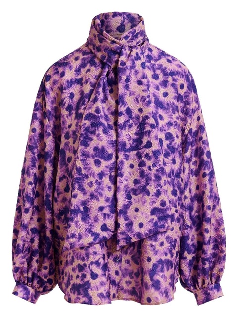 Essentiel Antwerp abstract-print tie-neck blouse - Purple - zdjęcie produktu nr 1