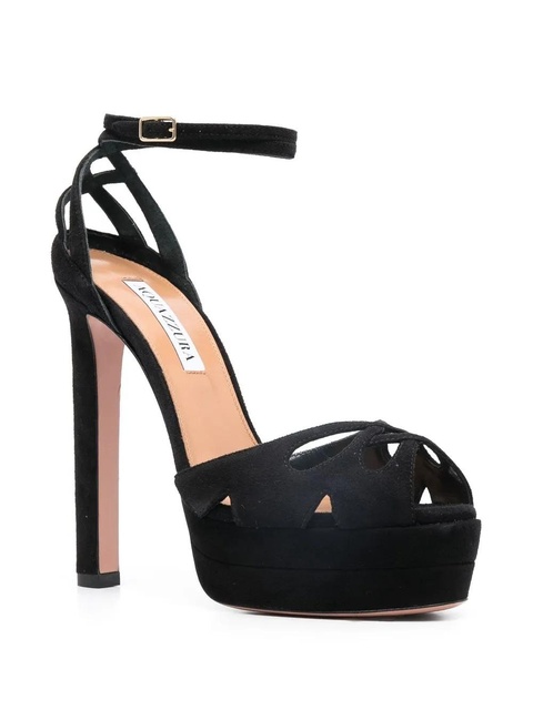 Aquazzura 140mm suede platform sandals - Black - zdjęcie produktu nr 1