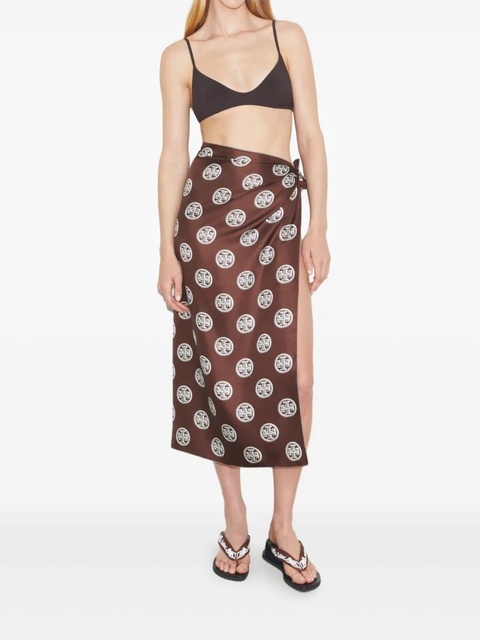 Tory Burch patterned silk pareo - Brown - zdjęcie produktu nr 2