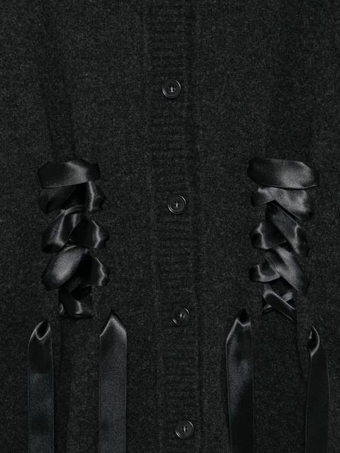 Simone Rocha ribbon-detail knitted cardigan - Grey - zdjęcie produktu nr 1