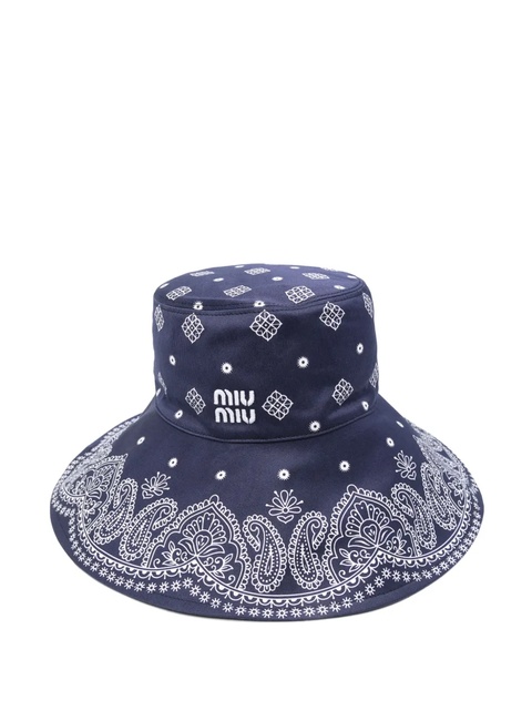 Miu Miu Bandana-print hat - Blue - zdjęcie produktu nr 2
