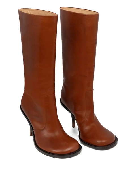 DRIES VAN NOTEN 90mm round-toe leather boots - Brown - zdjęcie produktu nr 2
