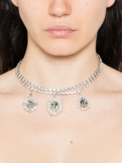 Magda Butrym crystal-embellished double-chain necklace - Silver - zdjęcie produktu nr 1