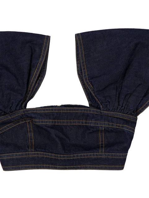 ZIMMERMANN Rebellion puffed-sleeve denim top - Blue - zdjęcie produktu nr 2