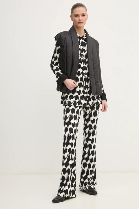DIANE VON FURSTENBERG spodnie damskie kolor czarny dzwony high waist DVFPL4S002 - zdjęcie produktu nr 2