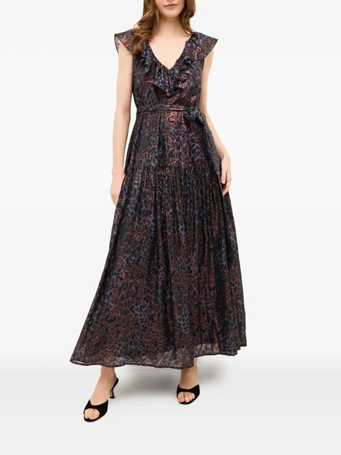 Marie Oliver Francine ruffle-detail leopard-print maxi dress - Red - zdjęcie produktu nr 1