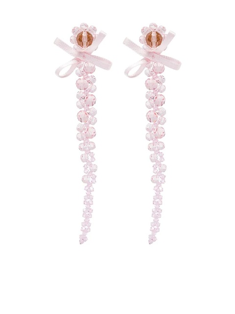 Simone Rocha crystal-beaded bow earrings - Pink - zdjęcie produktu nr 1