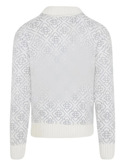 Casablanca patterned zip knitwear - White - zdjęcie produktu nr 1