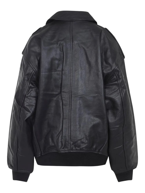 The Frankie Shop classic-collar pocketed leather jacket - Black - zdjęcie produktu nr 1
