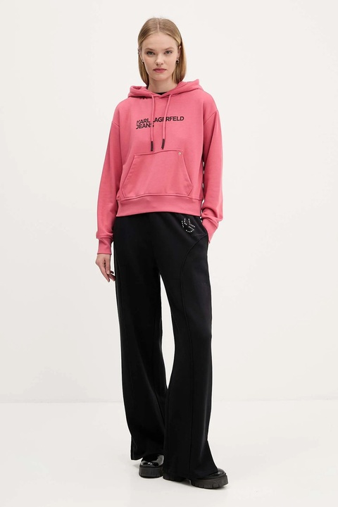 Karl Lagerfeld Jeans bluza damska kolor pomarańczowy z kapturem z nadrukiem A2W20053 - zdjęcie produktu nr 1