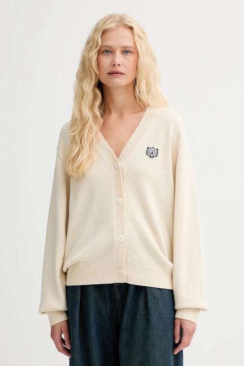 Kenzo kardigan z wełną damski kolor beżowy lekki FF62CA7123LI - zdjęcie produktu nr 2