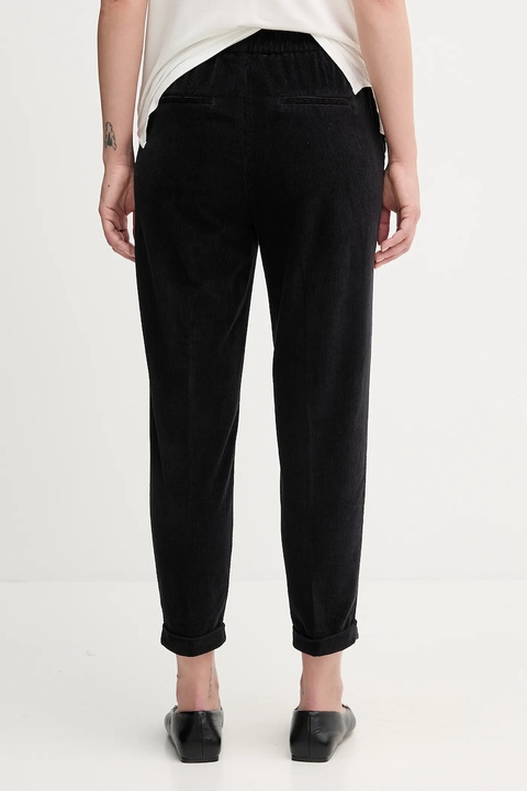 United Colors of Benetton spodnie sztruksowe damskie kolor czarny proste high waist 4HA2556K4 - zdjęcie produktu nr 2
