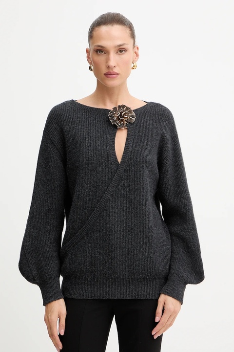 Simona Corsellini sweter z dodatkiem wełny damski kolor szary lekki A25CPMGG0401 - zdjęcie produktu nr 1