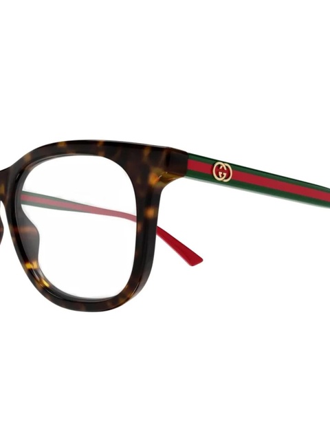 Gucci Eyewear striped roung-frame glasses - Brown - zdjęcie produktu nr 2