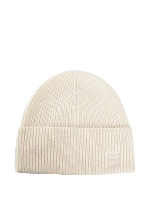 TOTEME embroidered-logo ribbed beanie - Neutrals - zdjęcie produktu nr 1
