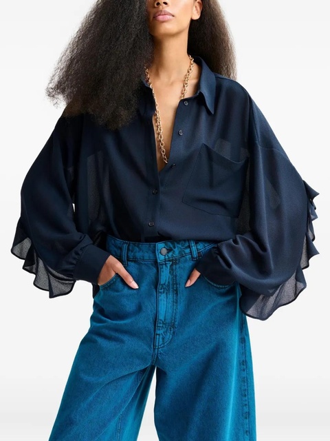 Essentiel Antwerp ruffle-sleeve shirt - Blue - zdjęcie produktu nr 2