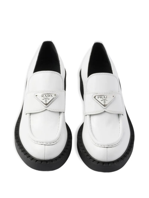 Prada triangle-logo leather loafers - White - zdjęcie produktu nr 2