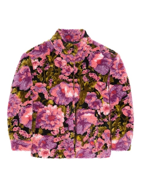 DRIES VAN NOTEN shearling jacquard jacket - Pink - zdjęcie produktu nr 2
