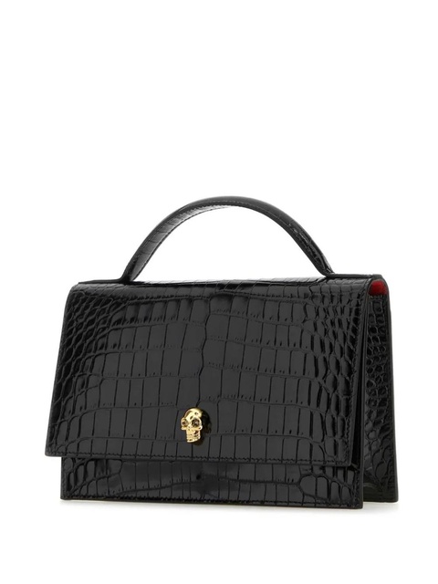 Alexander McQueen Skull crocodile-embossed shoulder bag - Black - zdjęcie produktu nr 1