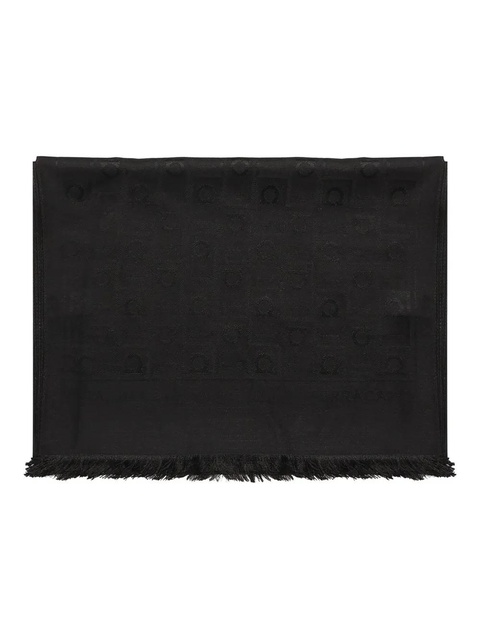 Ferragamo Gancini-pattern fringed scarf - Black - zdjęcie produktu nr 1