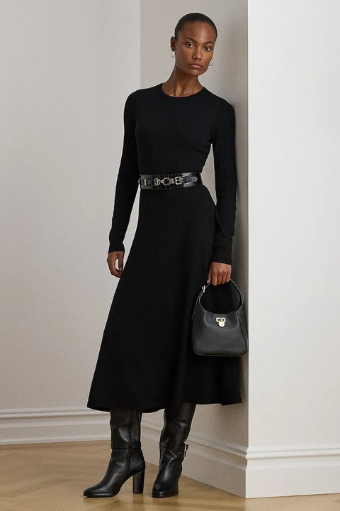 Lauren Ralph Lauren sukienka wełniana kolor czarny maxi rozkloszowana 200979711 - zdjęcie produktu nr 2