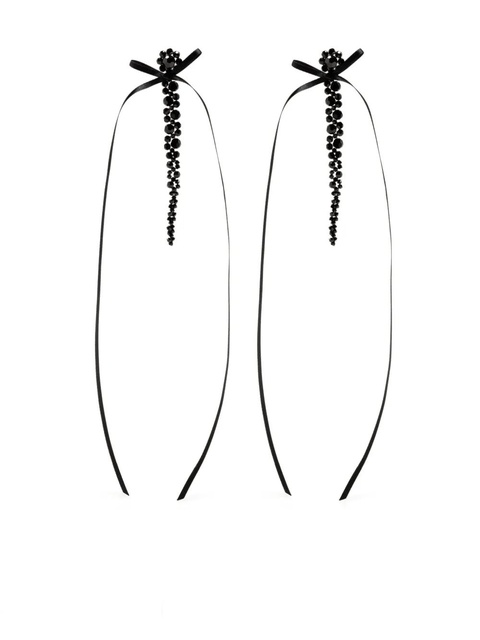 Simone Rocha slim bow ribbon drip earrings - Black - zdjęcie produktu nr 1