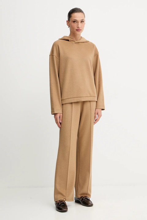 Weekend Max Mara spodnie z dodatkiem wełny SPONDA damskie kolor zielony szerokie high waist 2525786022600 - zdjęcie produktu nr 2