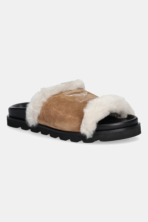ZADIG&VOLTAIRE klapki zamszowe Teddy damskie kolor brązowy SWCT02081 - zdjęcie produktu nr 1