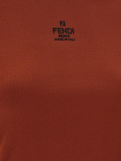 FENDI ribbed logo embroidery top - Brown - zdjęcie produktu nr 2