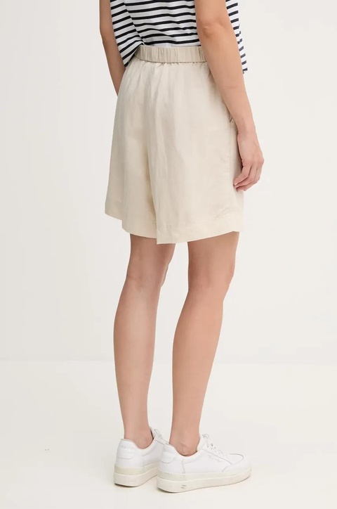 Gant szorty lniane damskie kolor beżowy gładkie high waist 4020116 - zdjęcie produktu nr 2