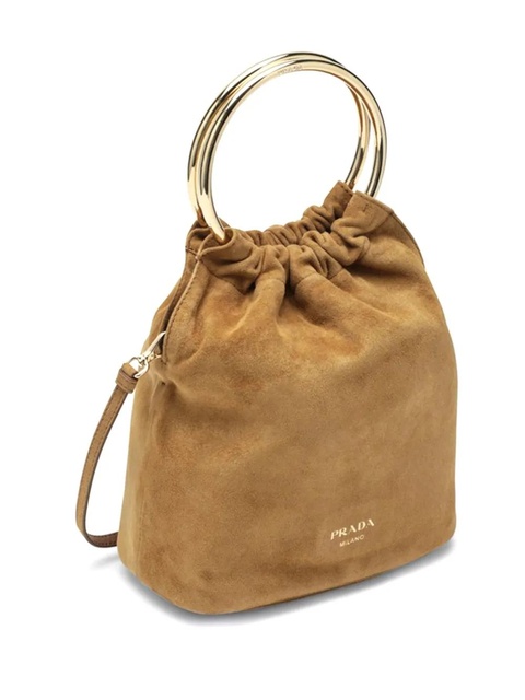Prada ring-handle bucket bag - Brown - zdjęcie produktu nr 2