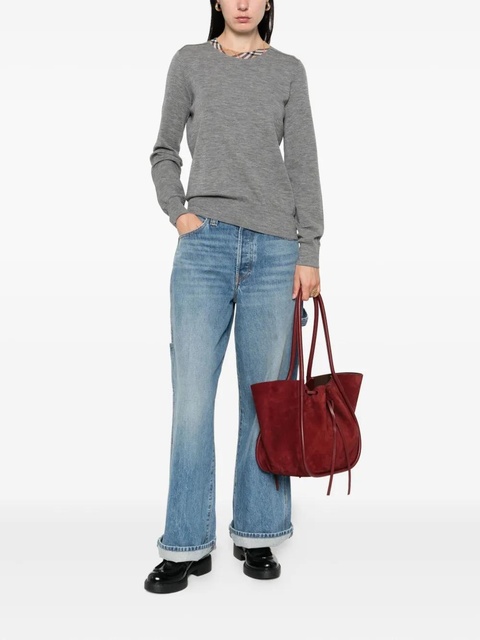 Burberry check-trimmed wool sweater - Grey - zdjęcie produktu nr 2