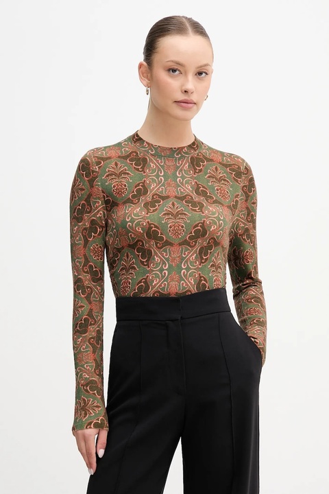 Barbour sweter wełniany x Farm Rio damski kolor zielony lekki LKN1718 - zdjęcie produktu nr 1