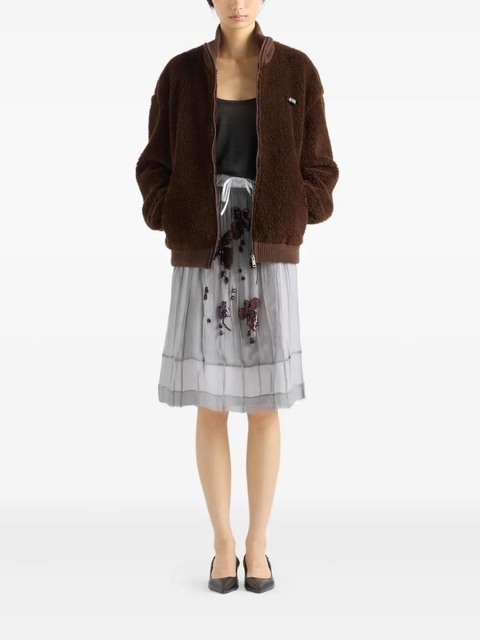 Prada ribbed-trims logo-detail jacket - Brown - zdjęcie produktu nr 2