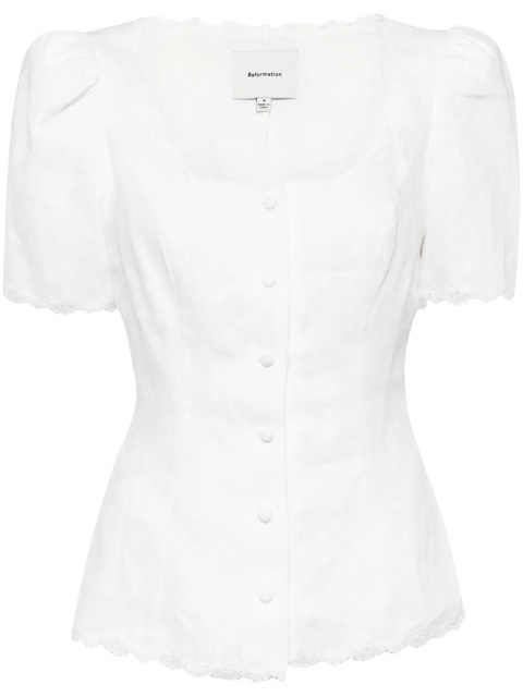 Reformation Anabella linen top - White - zdjęcie produktu nr 2