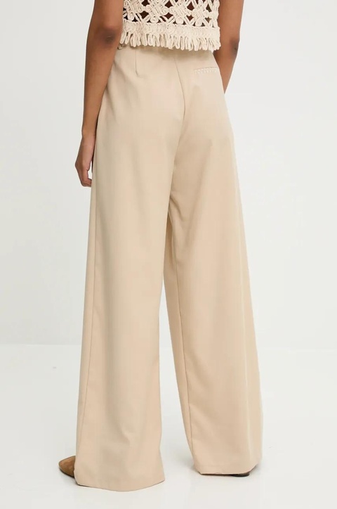 Answear.LAB spodnie z domieszką wełny damskie kolor beżowy szerokie high waist - zdjęcie produktu nr 2