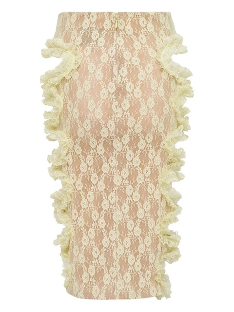 Self-Portrait lace cut-out midi skirt - Yellow - zdjęcie produktu nr 2