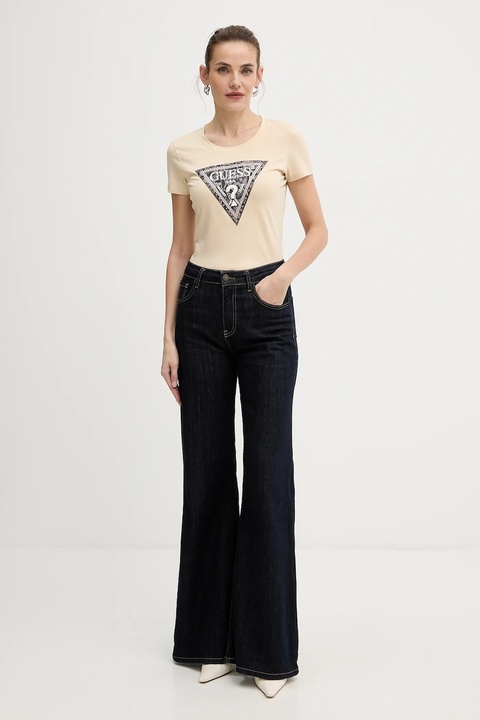 Guess t-shirt damski kolor beżowy W5BI15 J1314 - zdjęcie produktu nr 2