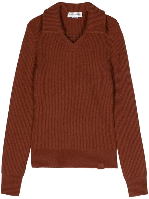 Victoria Beckham spread-collar ribbed jumper - Orange - zdjęcie produktu nr 1