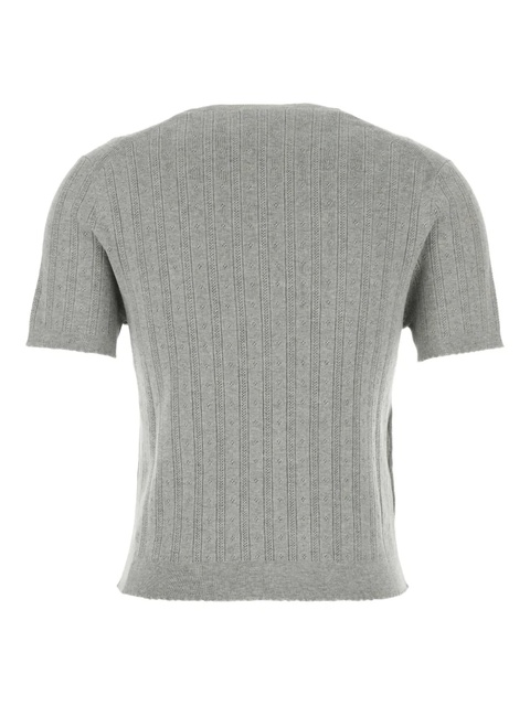 Miu Miu short-sleeved ribbed-knit top - Grey - zdjęcie produktu nr 2