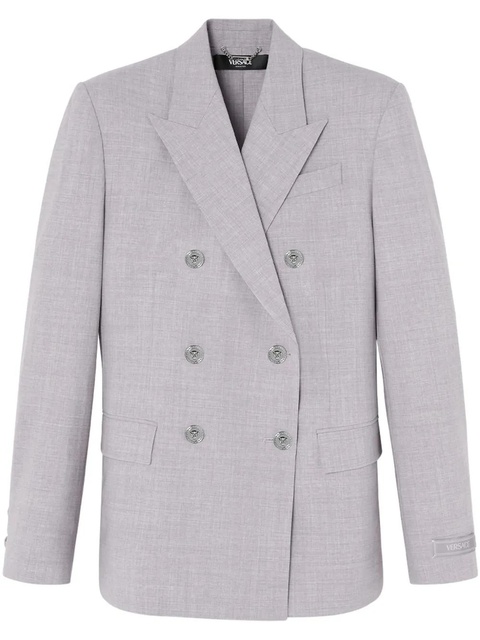 Versace double-breasted chambray blazer - Grey - zdjęcie produktu nr 1