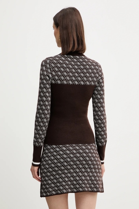 Guess sweter z dodatkiem wełny AUBREY damski kolor brązowy z półgolfem W5BR24 Z3JD2 - zdjęcie produktu nr 2