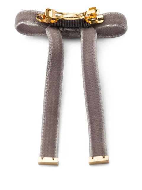 Prada logo velvet hair clip - Grey - zdjęcie produktu nr 1