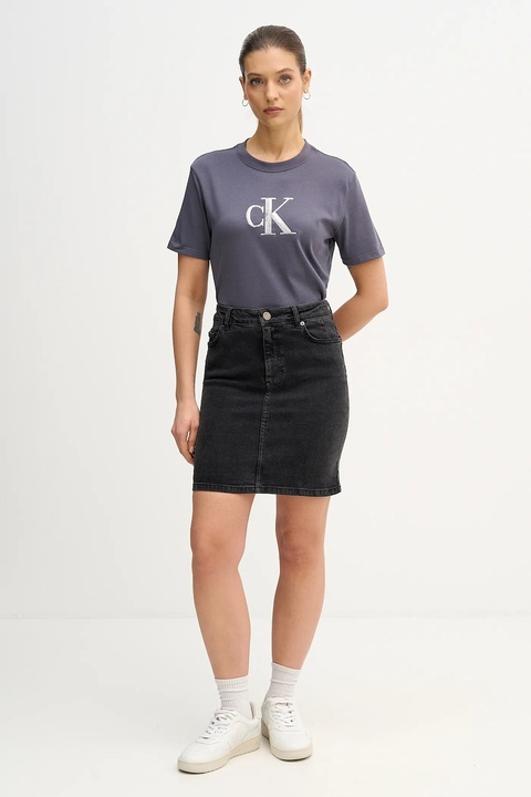 Calvin Klein Jeans t-shirt bawełniany damski kolor szary LV044E215G - zdjęcie produktu nr 1